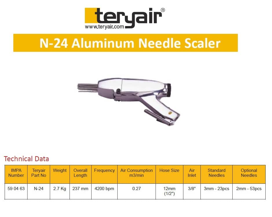 Teryair© Premium JEX-24 Type Pneumatic Needle Scaler